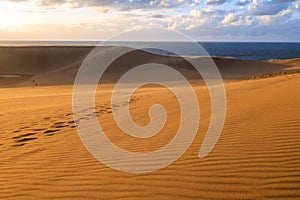 Tottori Sand Dunes in Tottori Prefecture, Japan at sunset