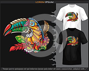 toucan bird mandala arts isolated on black and white t shirt