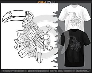 Toucan bird mandala arts isolated on black and white t shirt