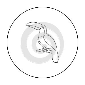 Toucan icon in outline style isolated on white background. Bird symbol stock vector illustration.