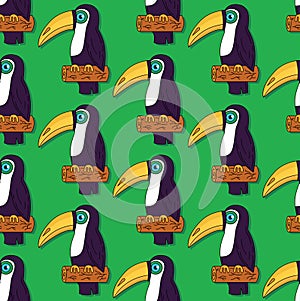 Toucan icon seamless vector pattern