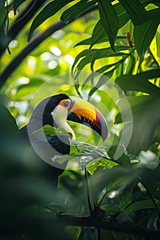 toucan jungle hiding leaves