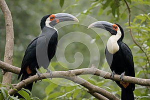 Toucan sitting on the branch in the forest, green vegetation, Costa Rica. Nature travel in central America.