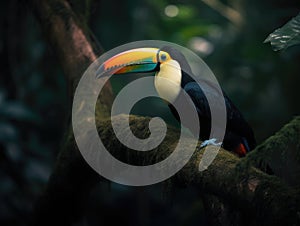 Toucan sitting on a branch in the jungle