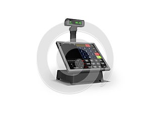 Touch cash register for goods rendering 3D render on white background with shadow