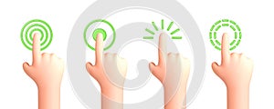 Touch or click icon design. 3D hand pointing icon design. Pointing gesture, tap screen, choose button. Vector 3d illustration
