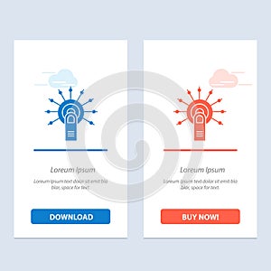 Touch, Click, Ok, Done, Touch Here  Blue and Red Download and Buy Now web Widget Card Template