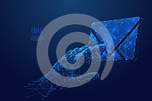 Touch on email low poly blue