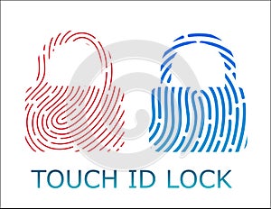 Touch fingerprint id lock app vector illustration