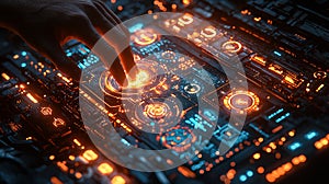 Touch the Future Technology control panel with your finger