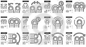 Touch gestures line icon set.