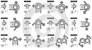 Touch gestures line icon set.