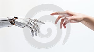 A touch of a human hand and an AI robot