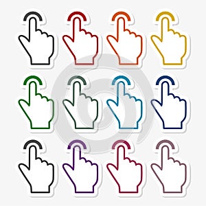 Touch icon, click, hand stickers set