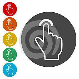 Touch icon, click, hand stickers set