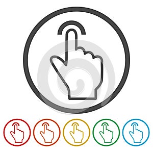 Touch icon, click, hand stickers set