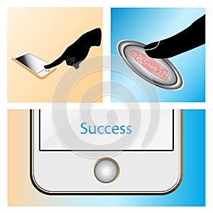 Touch, ID, Fingerprint scan Access Symbol