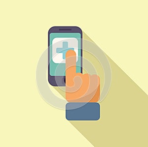 Touch medical help icon flat vector. Doctor patient