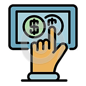 Touch money tablet icon color outline vector