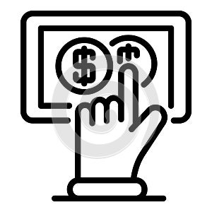 Touch money tablet icon, outline style