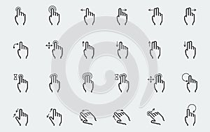 Touch screen gestures icons in outline style