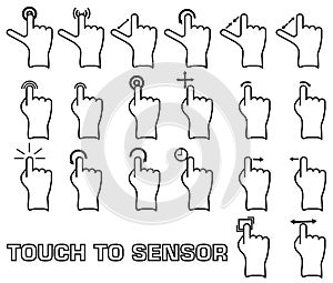 Collection of touch screen gestures. Vector graphics
