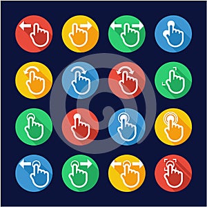 Touch Screen Icons Flat Design Circle