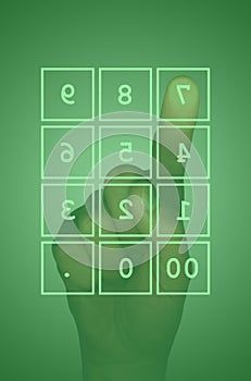 Touch screen number keypad and hand