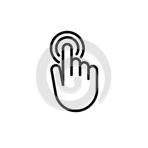 Tocar pantalla dedo mano para presionar empujar icono 