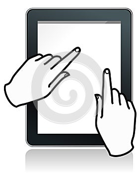 Touch tablet with hands