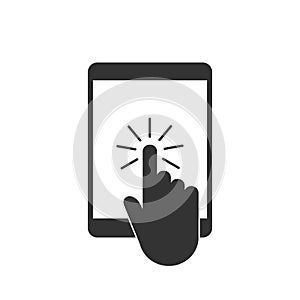 Touch tablet icon. Vector illustration, flat design
