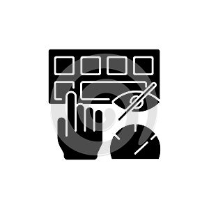 Touch typing black glyph icon