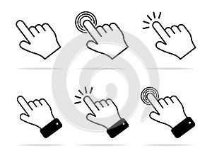 Touch vector icon set. Illustration isolated for graphic and web design. Cursor pointer computer mouse icon. Click cursor - stock