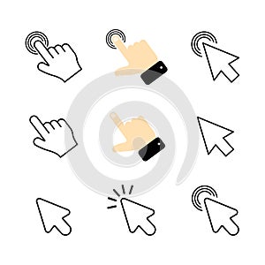 Touch vector icon set. Illustration isolated for graphic and web design. Cursor pointer computer mouse icon. Click cursor - stock
