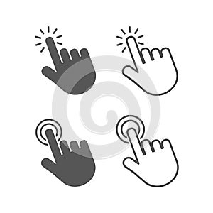 Touch vector icons set.Hand Cursor symbol. Computer hand cursor click, hand pointer clicking effectblack Illustration isolated for