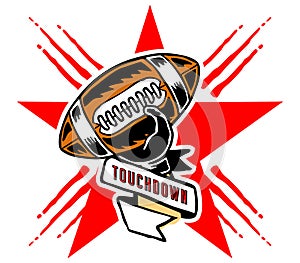 Touchdown And Star Badge Hand Draw