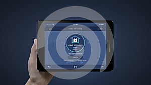 Touching IoT smart pad, tablet application, Home security lock control, Smart home appliances,  internet of things.