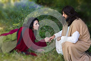 Touching Jesus photo