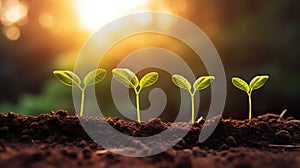 touching soil on the field before growth a seed of vegetable or plant seedling. Agriculture, gardening or ecology concept in
