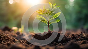 touching soil on the field before growth a seed of vegetable or plant seedling. Agriculture, gardening or ecology concept in