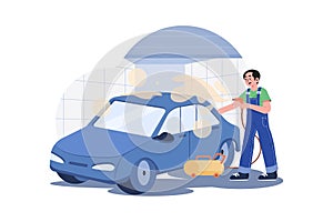 Touchless Car Wash Illustration concept. A flat illustration isolated on white background