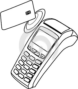 Touchless payment device apple pay line drawing illustration