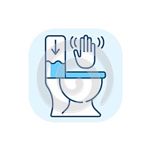 Touchless toilet flush blue RGB color icon