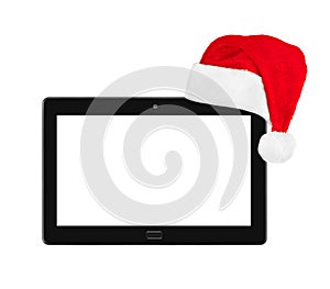 Touchpad pc and Santa Claus red christmas hat