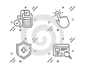 Touchpoint, Bill accounting and Medical shield icons set. Website search sign. Vector