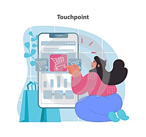 Touchpoint concept. Optimizing customer interaction with digital shopping platforms.