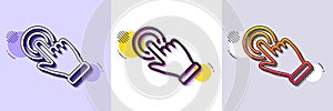 Touchscreen gesture line icon. Click hand sign. Push action. Halftone dotted pattern. Vector