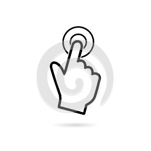 Touchscreen gesture line icon. Click hand sign on white background