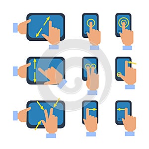 Touchscreen gestures icons set