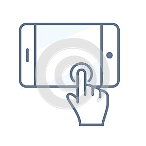 Touchscreen Icon with Tablet or Smartphone. Vector
